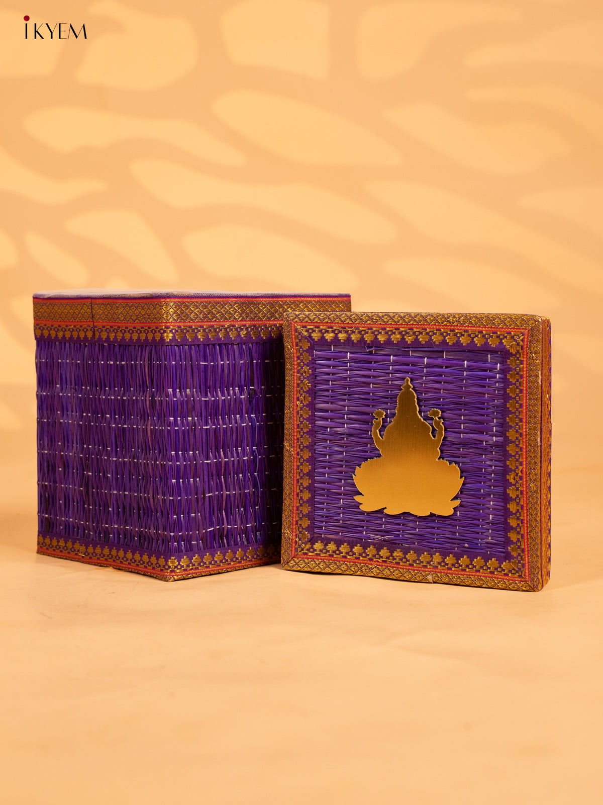 Korai Gift Box with Net Potli with Lakshmi Motif - Purple - KB17139