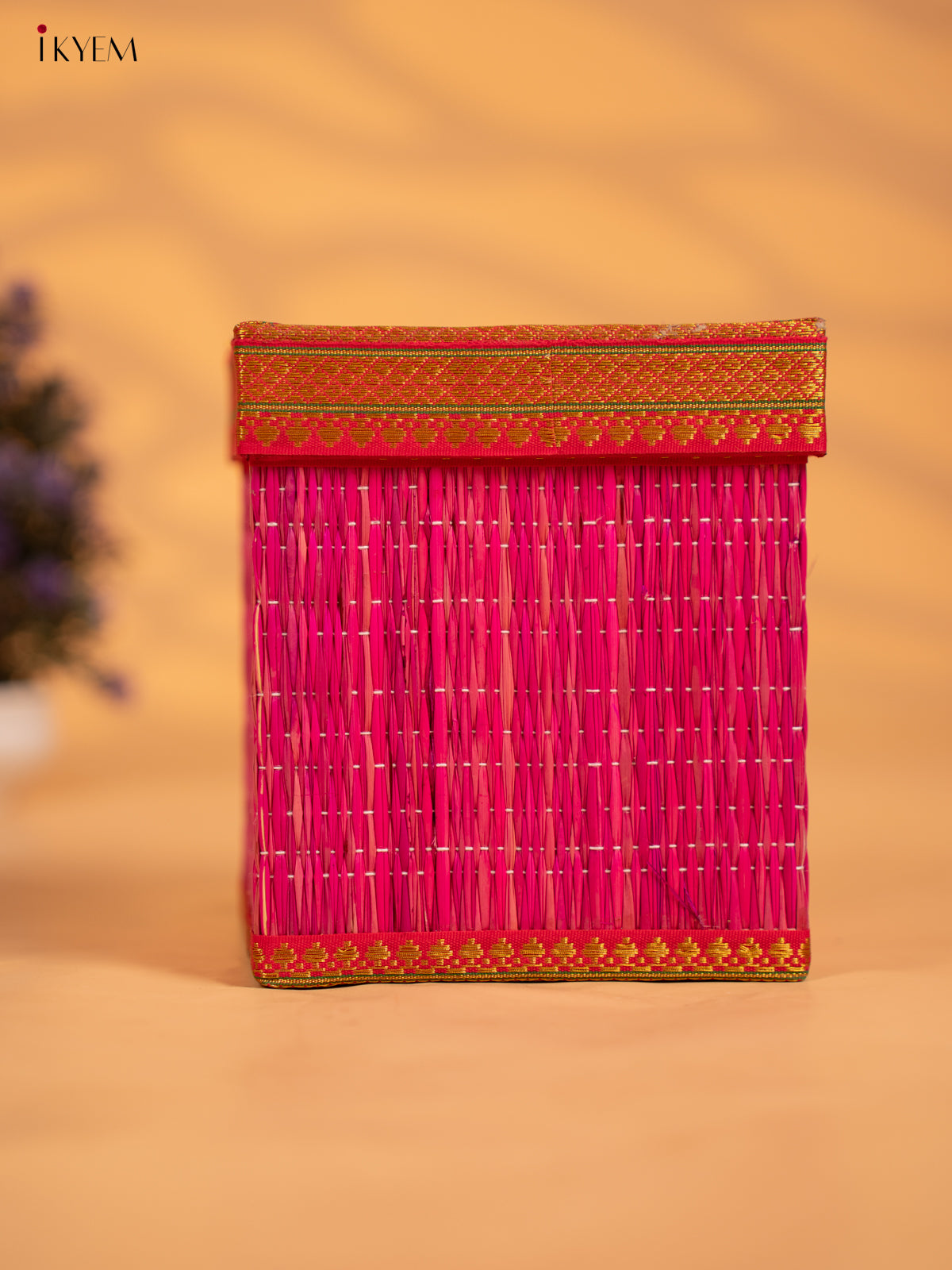 Korai Gift Box with Net Potli with Lakshmi Motif - Pink -KB17140