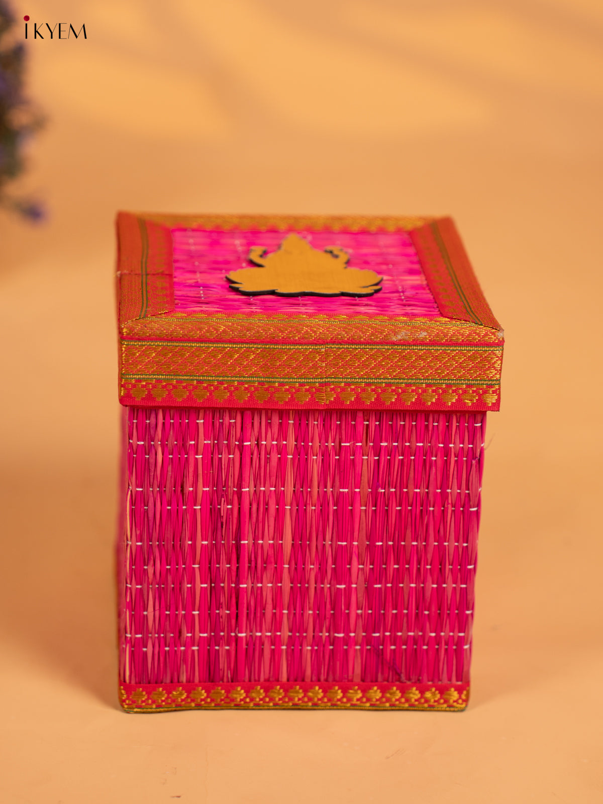 Korai Gift Box with Net Potli with Lakshmi Motif - Pink -KB17140