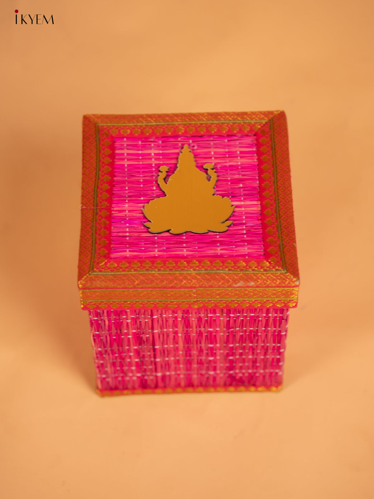 Korai Gift Box with Net Potli with Lakshmi Motif - Pink -KB17140