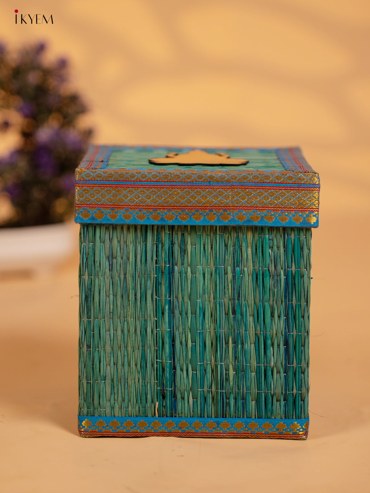 Korai Gift Box with Net Potli with Lakshmi Motif - Blue - KB17141