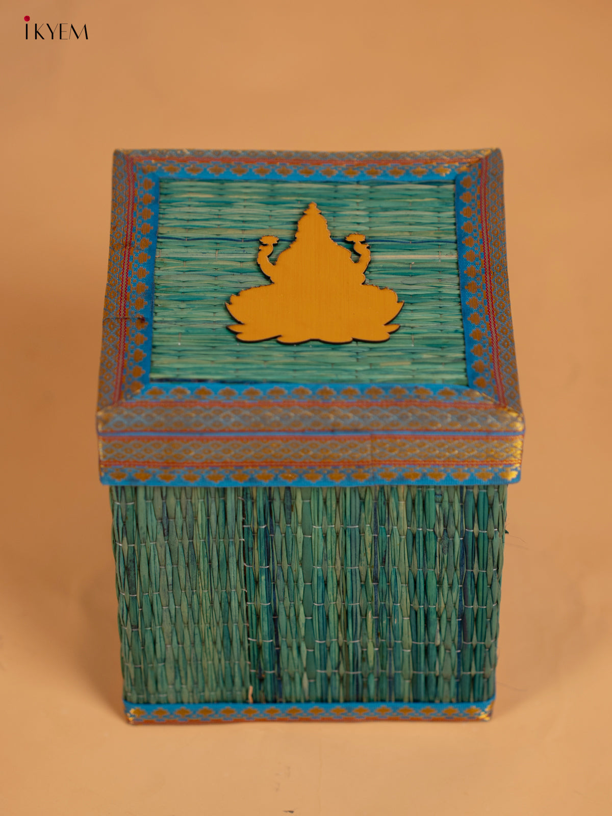 Korai Gift Box with Net Potli with Lakshmi Motif - Blue - KB17141