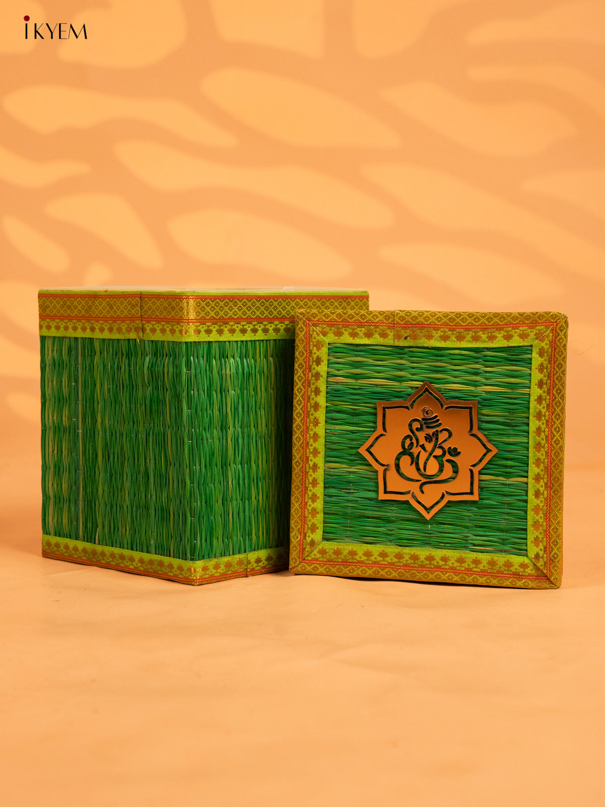 Korai Gift Box with Net Potli with Ganesha Motif - Green - KB17142