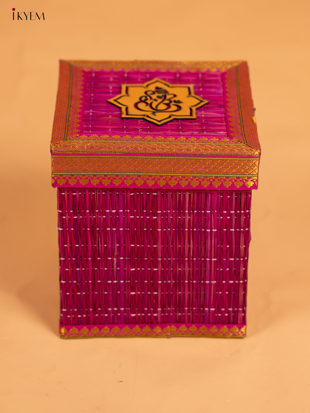 Korai Gift Box with Net Potli with Ganesha Motif - Violet - KB17144