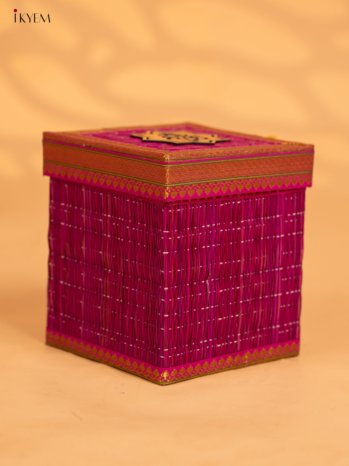 Korai Gift Box with Net Potli with Ganesha Motif - Violet - KB17144