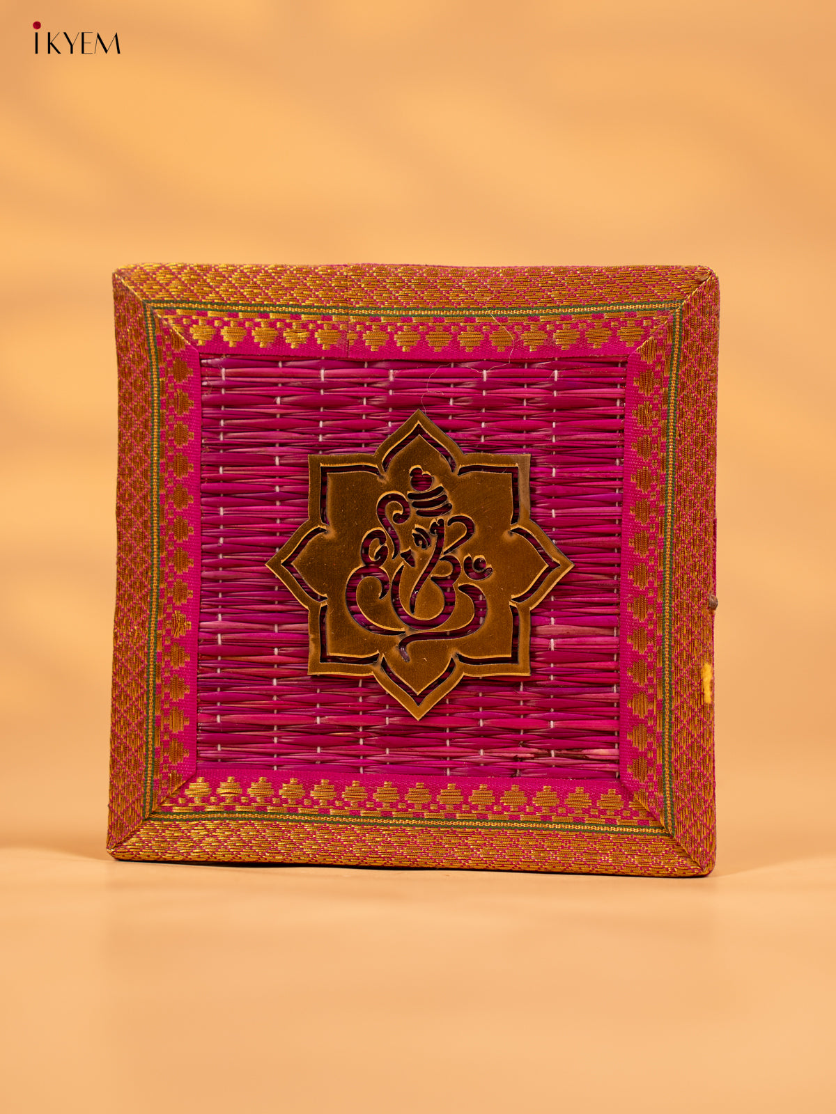 Korai Gift Box with Net Potli with Ganesha Motif - Violet - KB17144