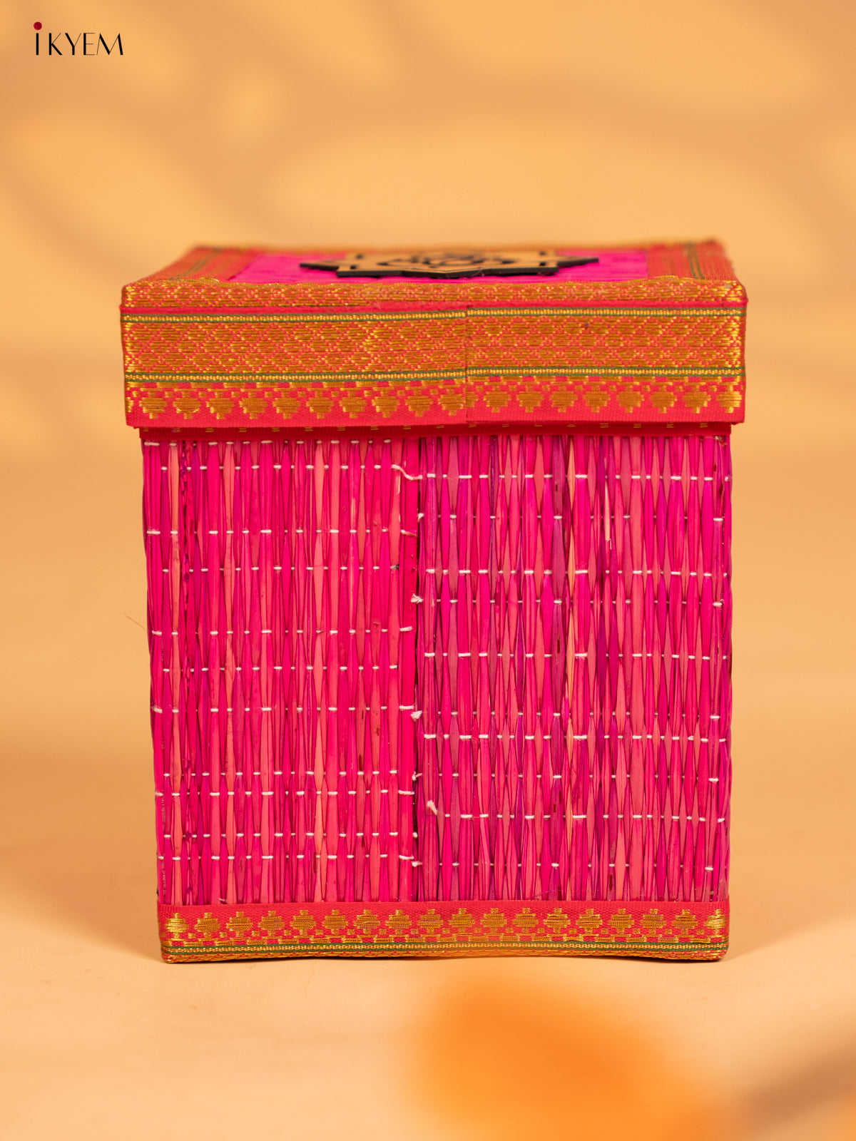 Korai Gift Box with Net Potli with Ganesha Motif - Pink - KB17146