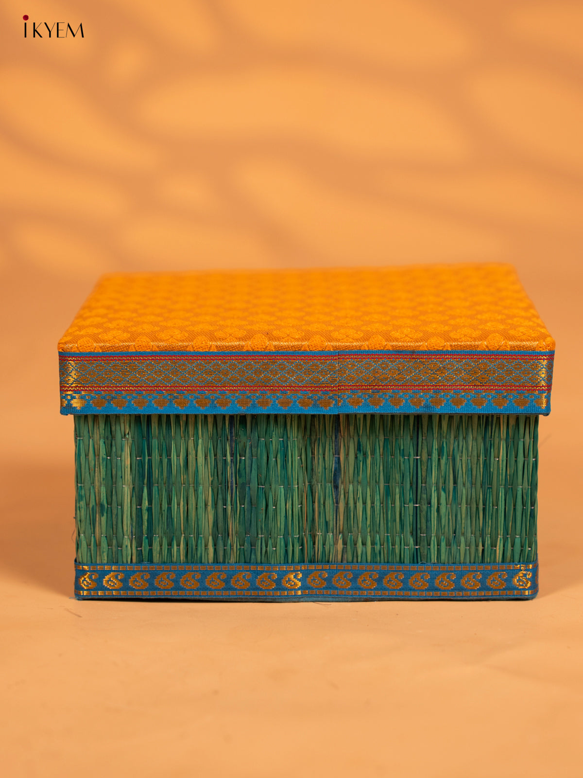 Decorative Foldable Korai Box with Raw Silk Top - Yellow - KB17162