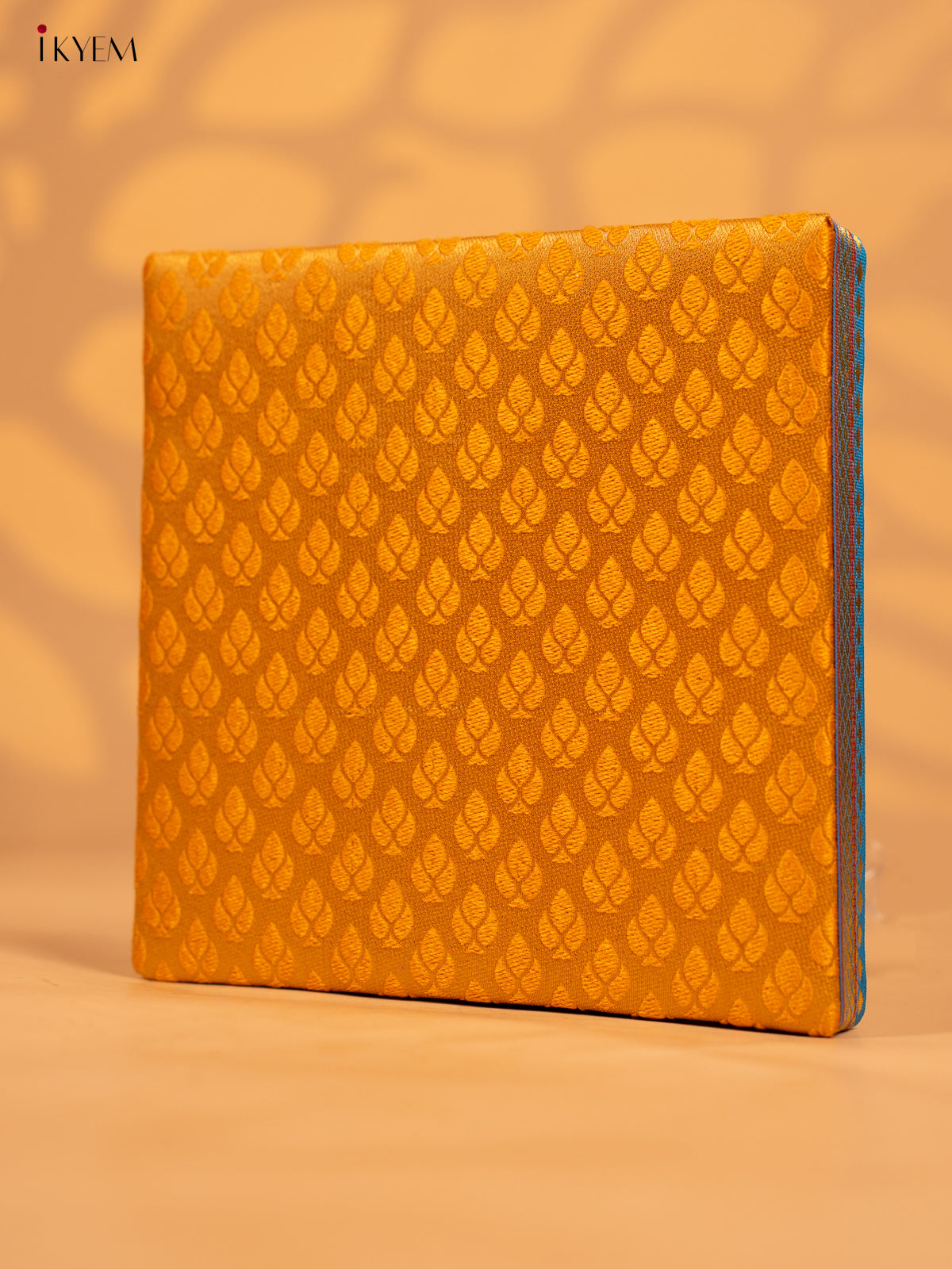 Decorative Foldable Korai Box with Raw Silk Top - Yellow - KB17162