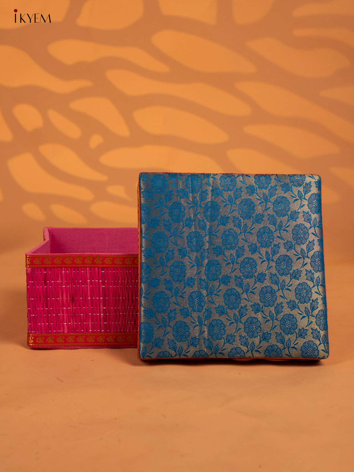 Decorative Foldable Korai Box with Raw Silk Top - Sky Blue - KB17163