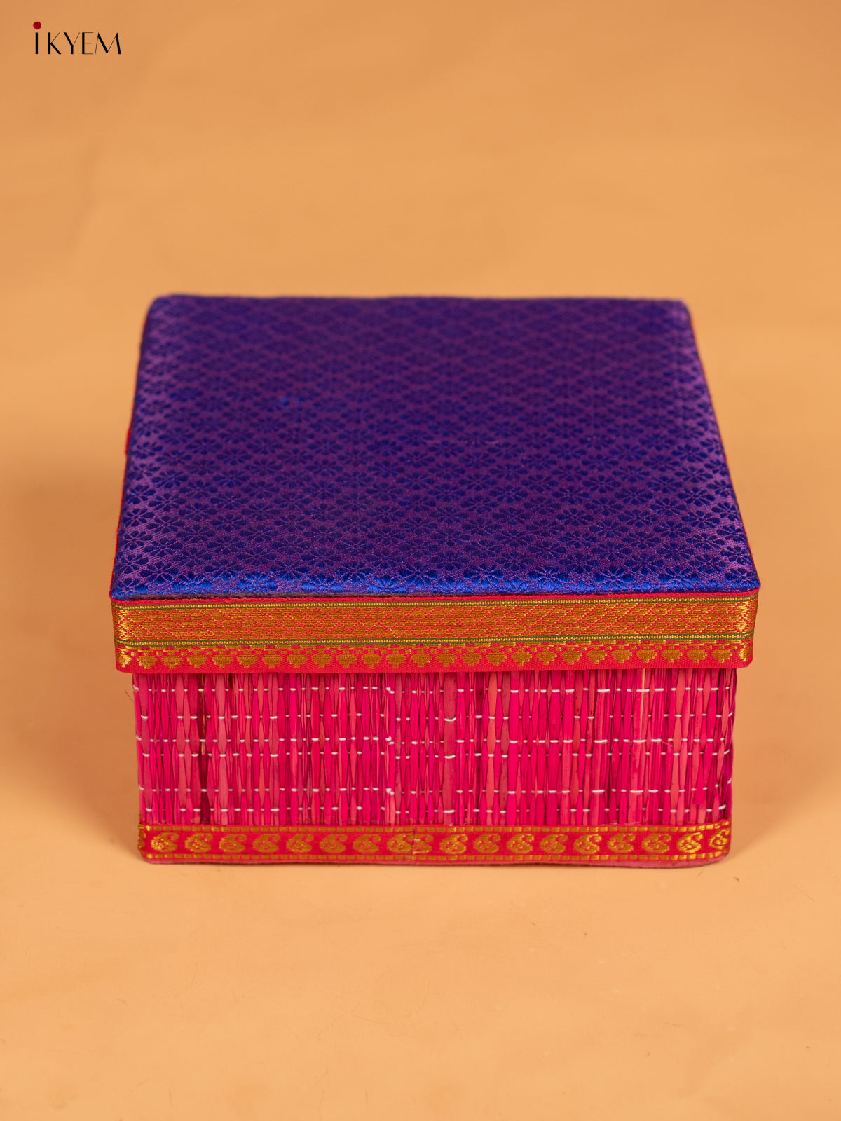 Decorative Foldable Korai Box with Raw Silk Top - Royal Blue - KB17165