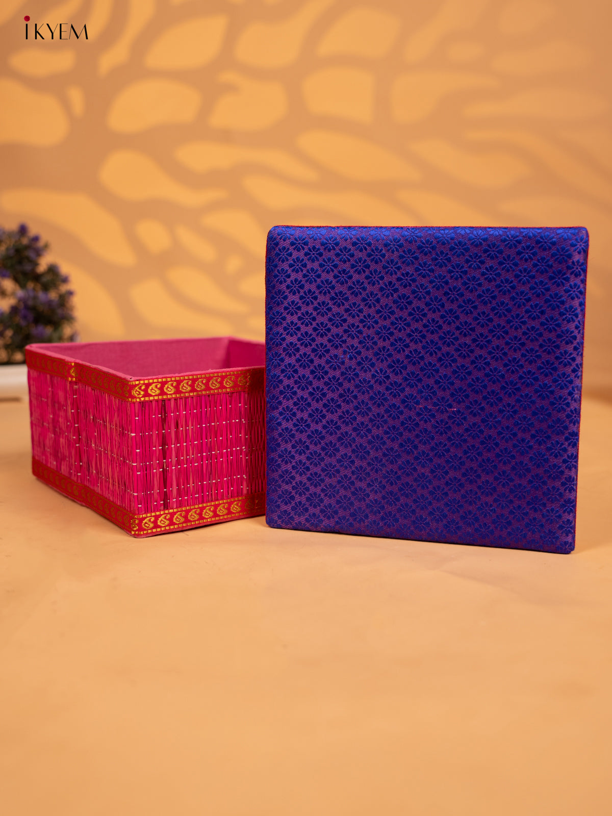 Decorative Foldable Korai Box with Raw Silk Top - Royal Blue - KB17165