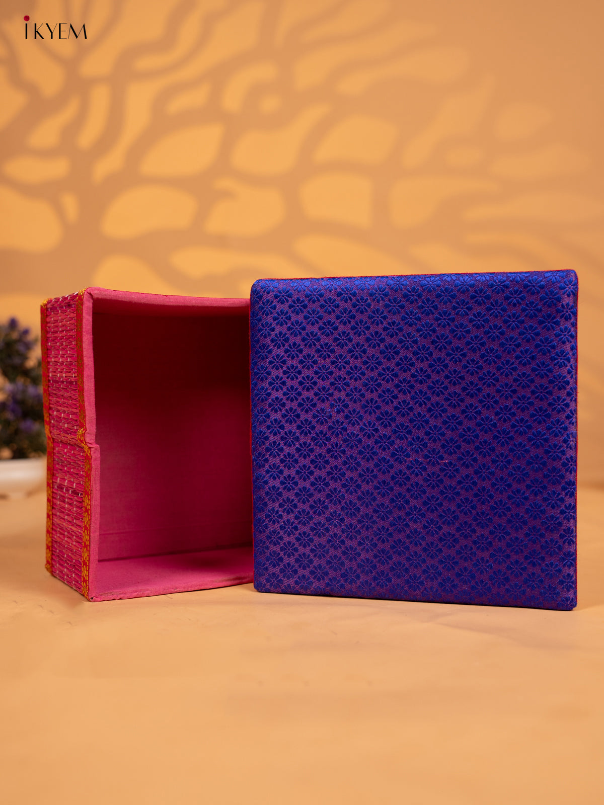 Decorative Foldable Korai Box with Raw Silk Top - Royal Blue - KB17165