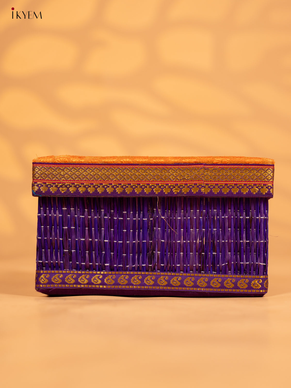 Decorative Foldable Korai Box with Raw Silk Top - Orange - KB17166