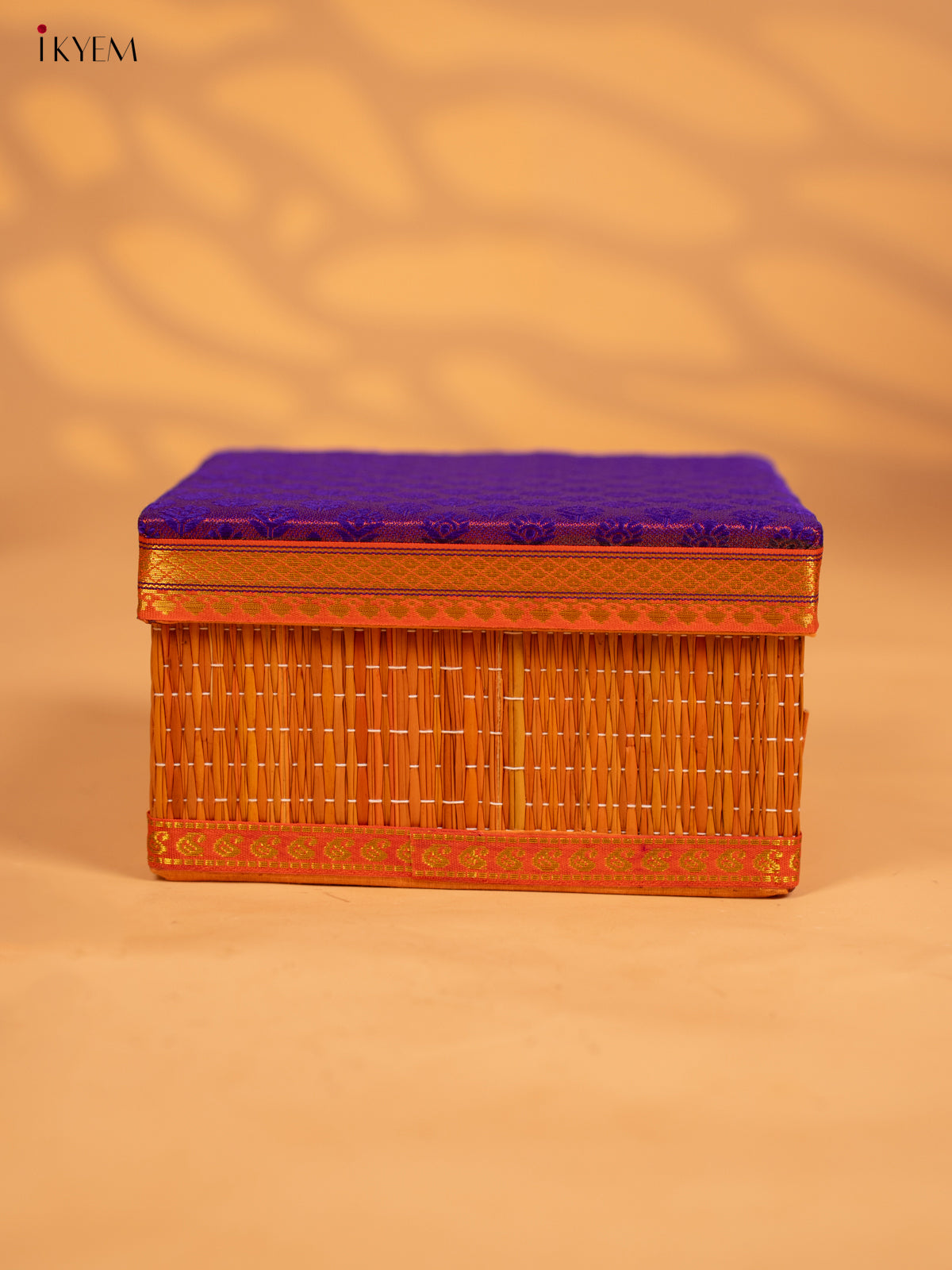 Decorative Foldable Korai Box with Raw Silk Top - Purple - KB17167