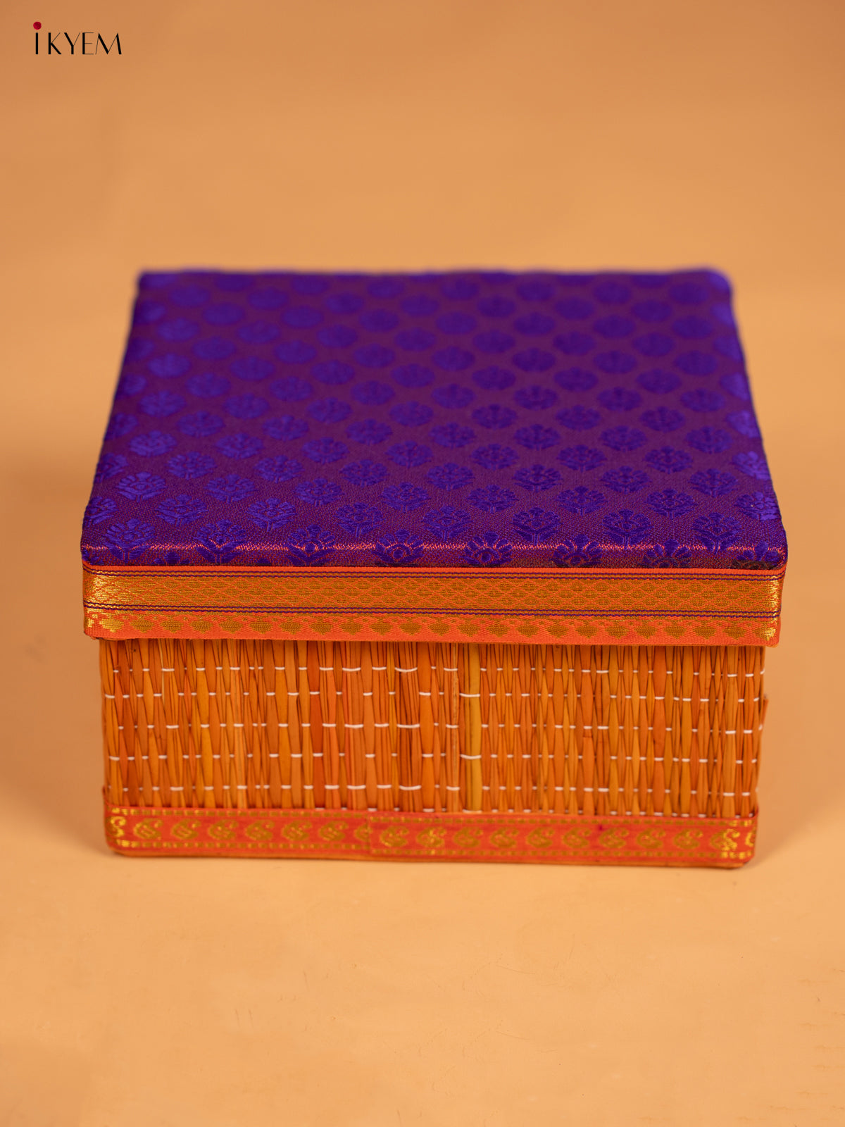 Decorative Foldable Korai Box with Raw Silk Top - Purple - KB17167