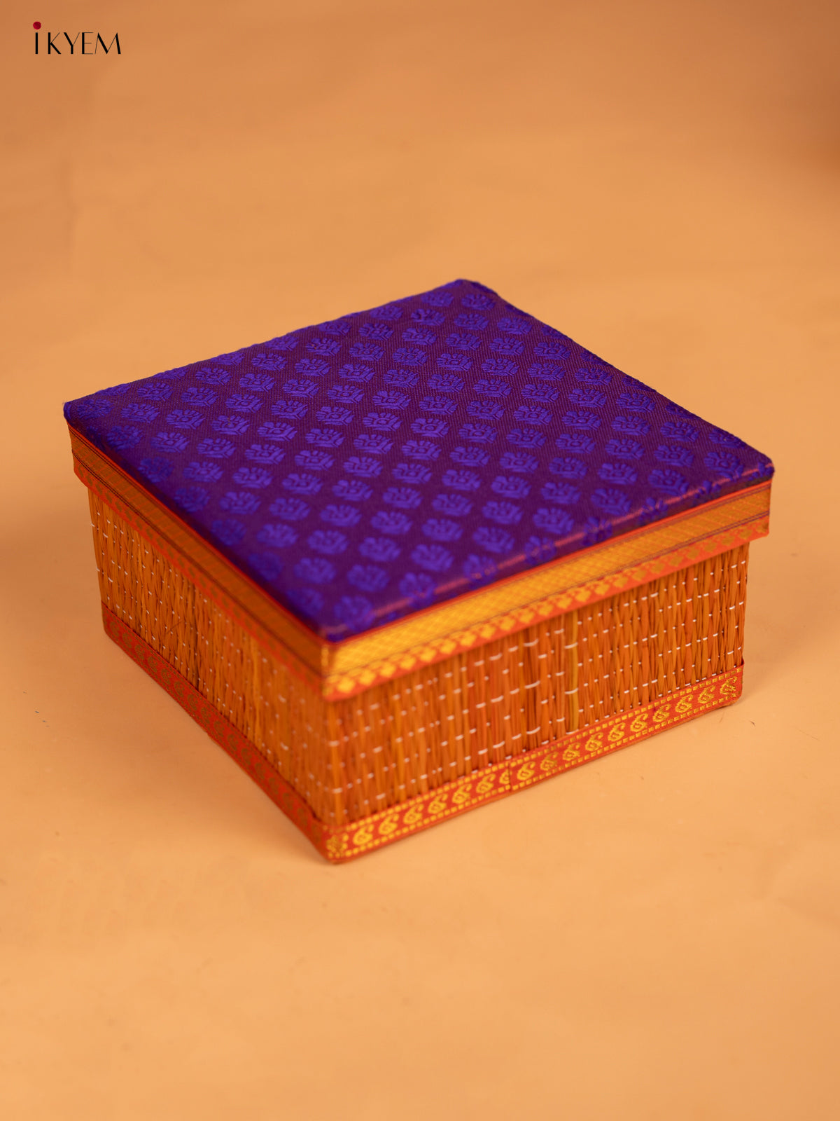 Decorative Foldable Korai Box with Raw Silk Top - Purple - KB17167