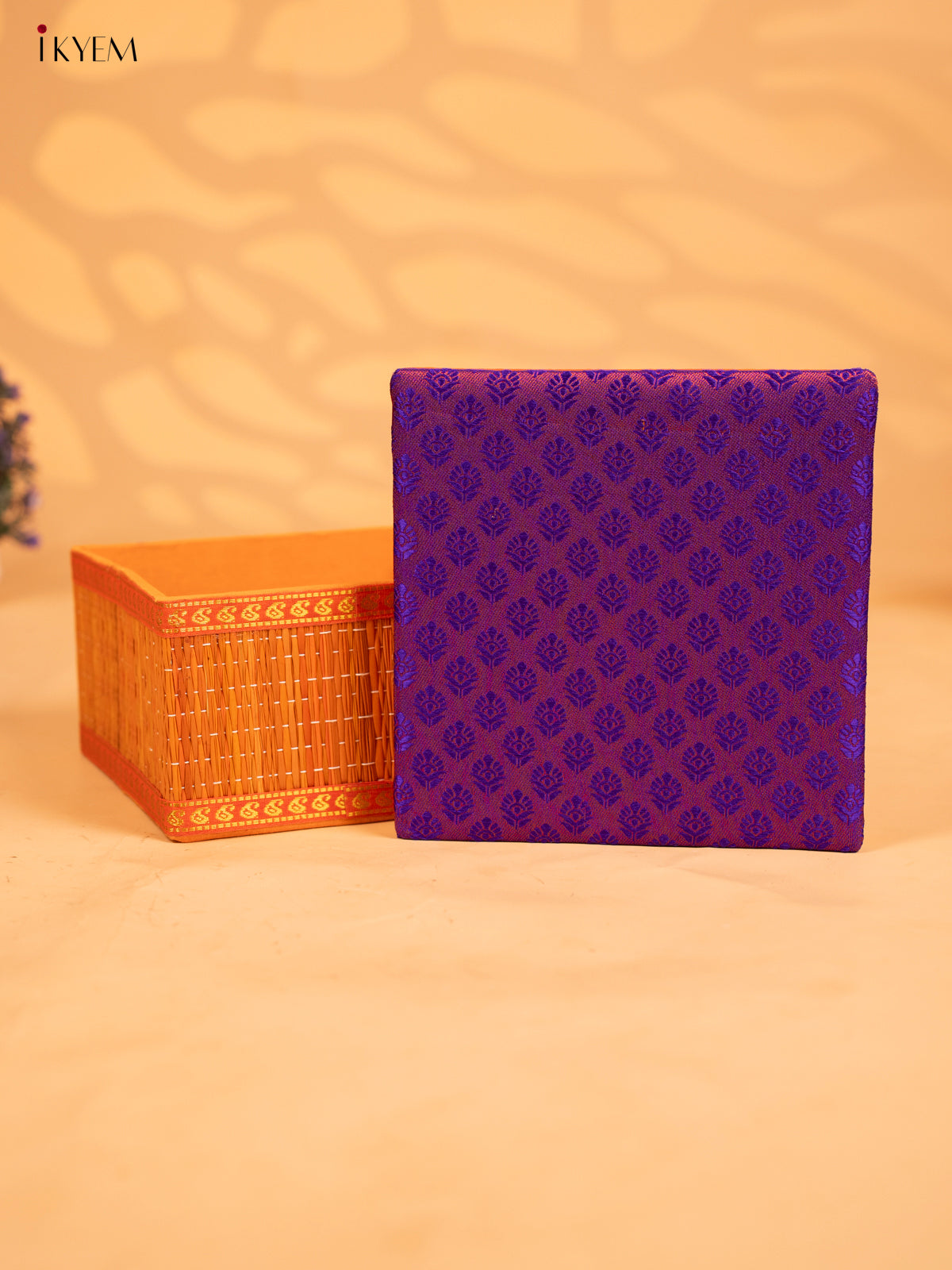 Decorative Foldable Korai Box with Raw Silk Top - Purple - KB17167