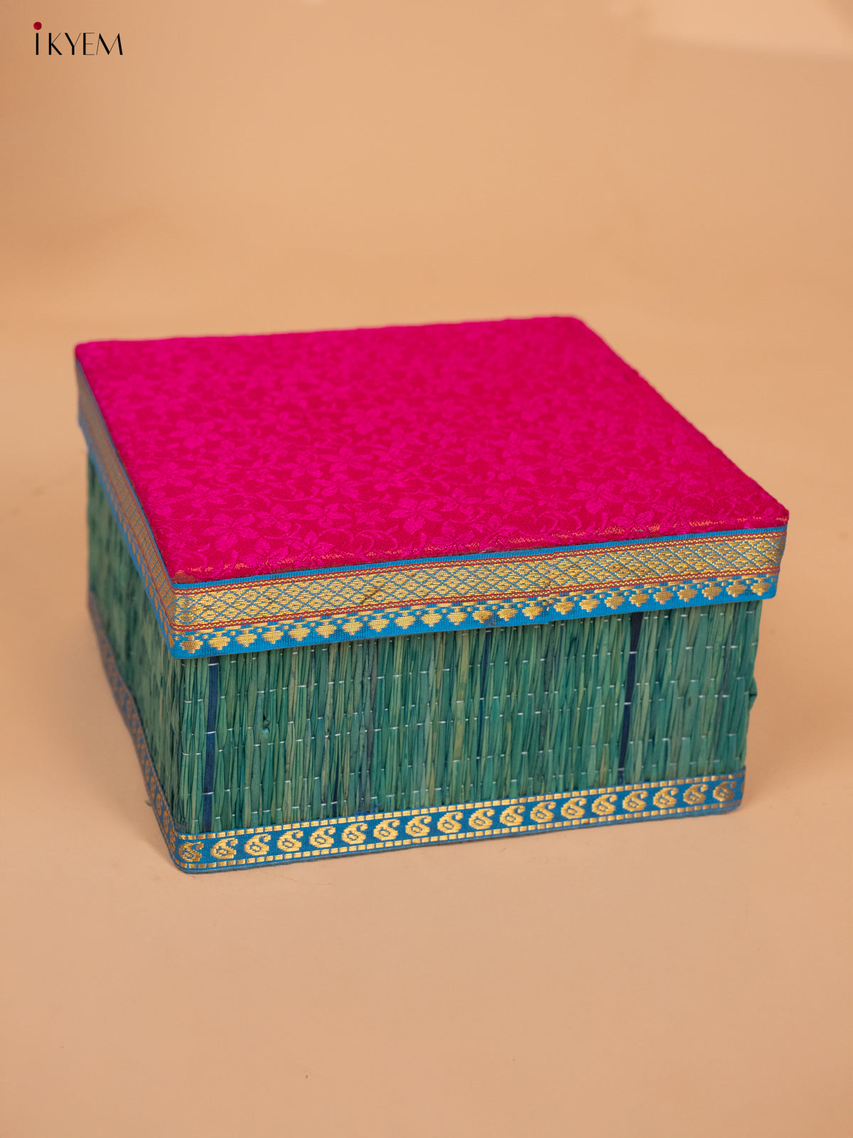 Decorative Foldable Korai Box with Raw Silk Top - Pink - KB17168