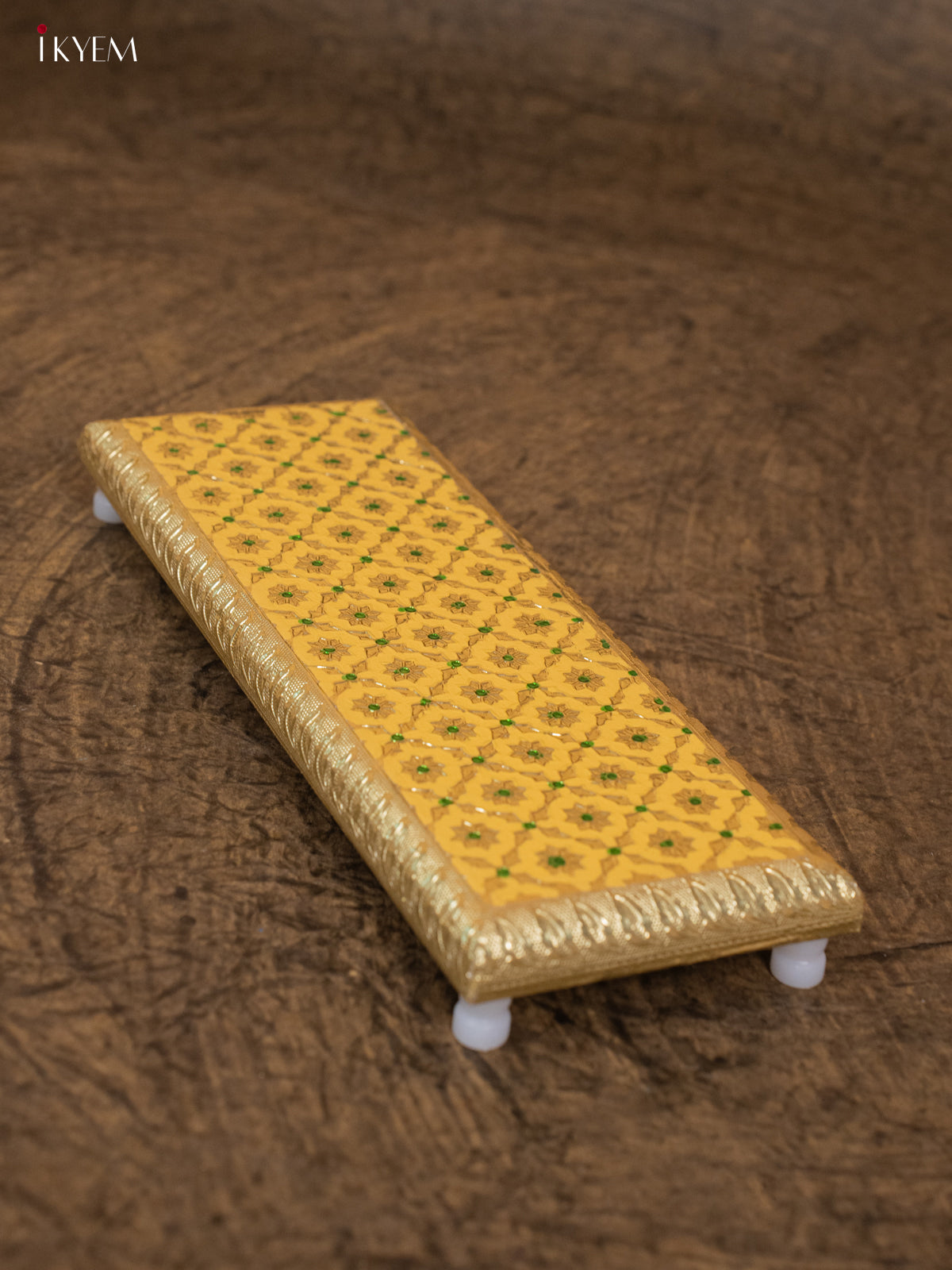 Digital Meenakari Manai/Bajot (13×5) Inch - Yellow - KB17176