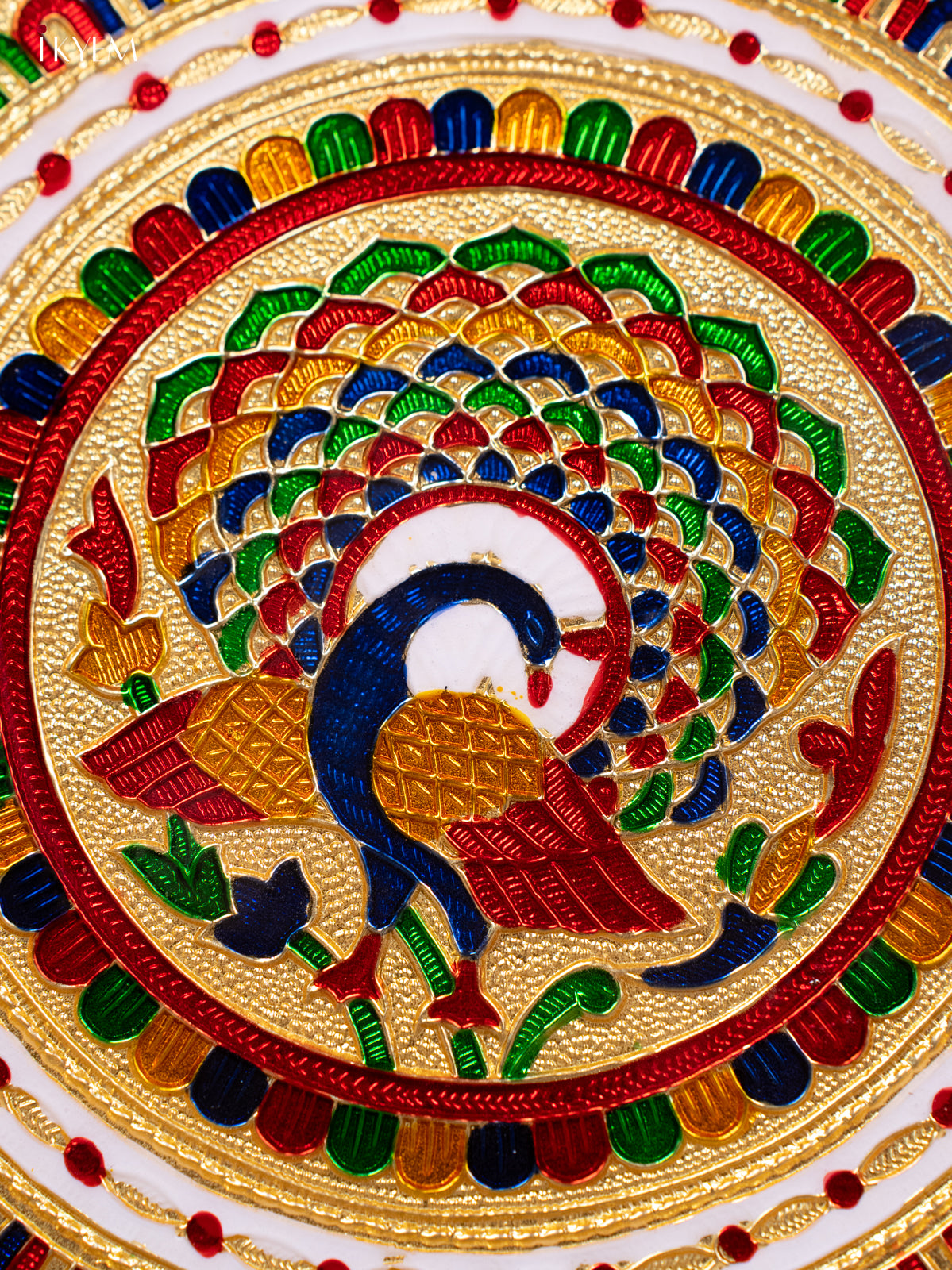 Meenakari Round Plate 11 inch -Peacock - KB25114