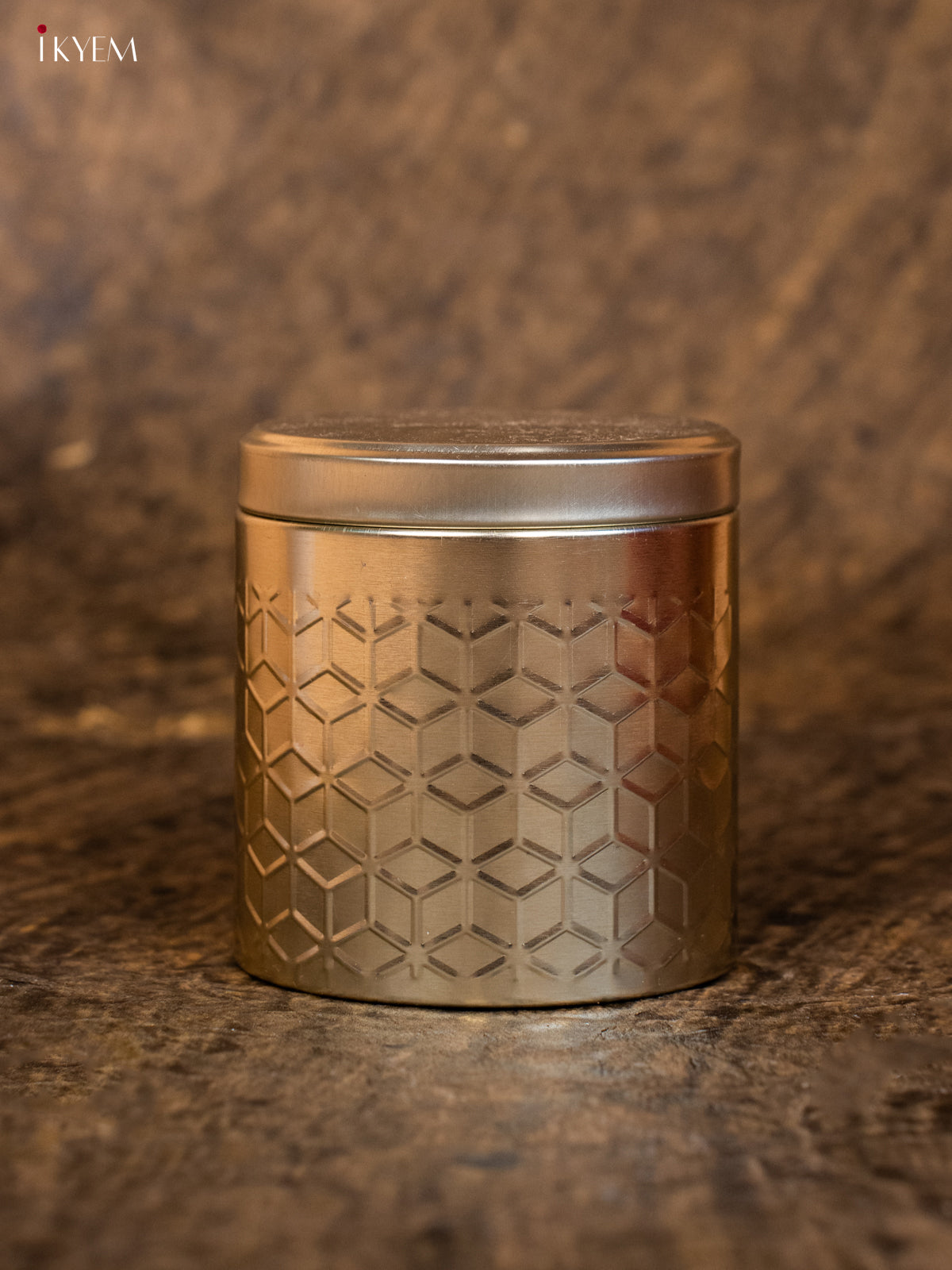 Dry Fruit Tin Jar Round- Gold 4 Inch- KB27112