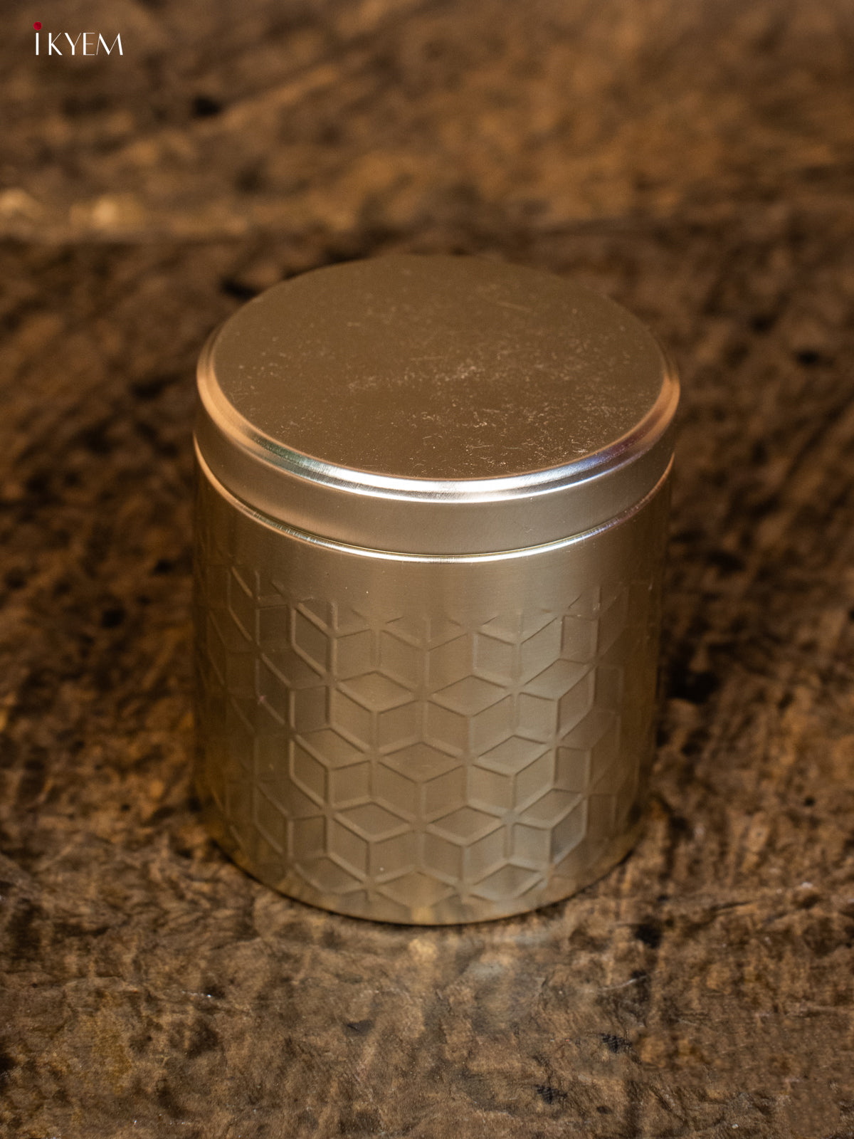 Dry Fruit Tin Jar Round- Gold 4 Inch- KB27112