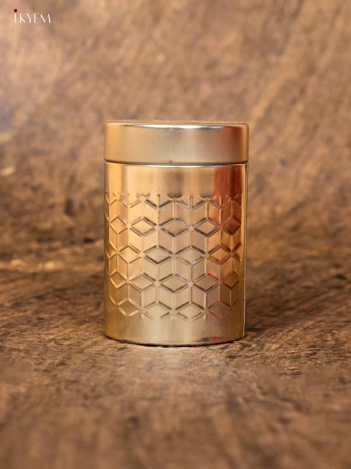 Dry Fruit Tin Jar cylinder - Gold 5 Inch- KB27113