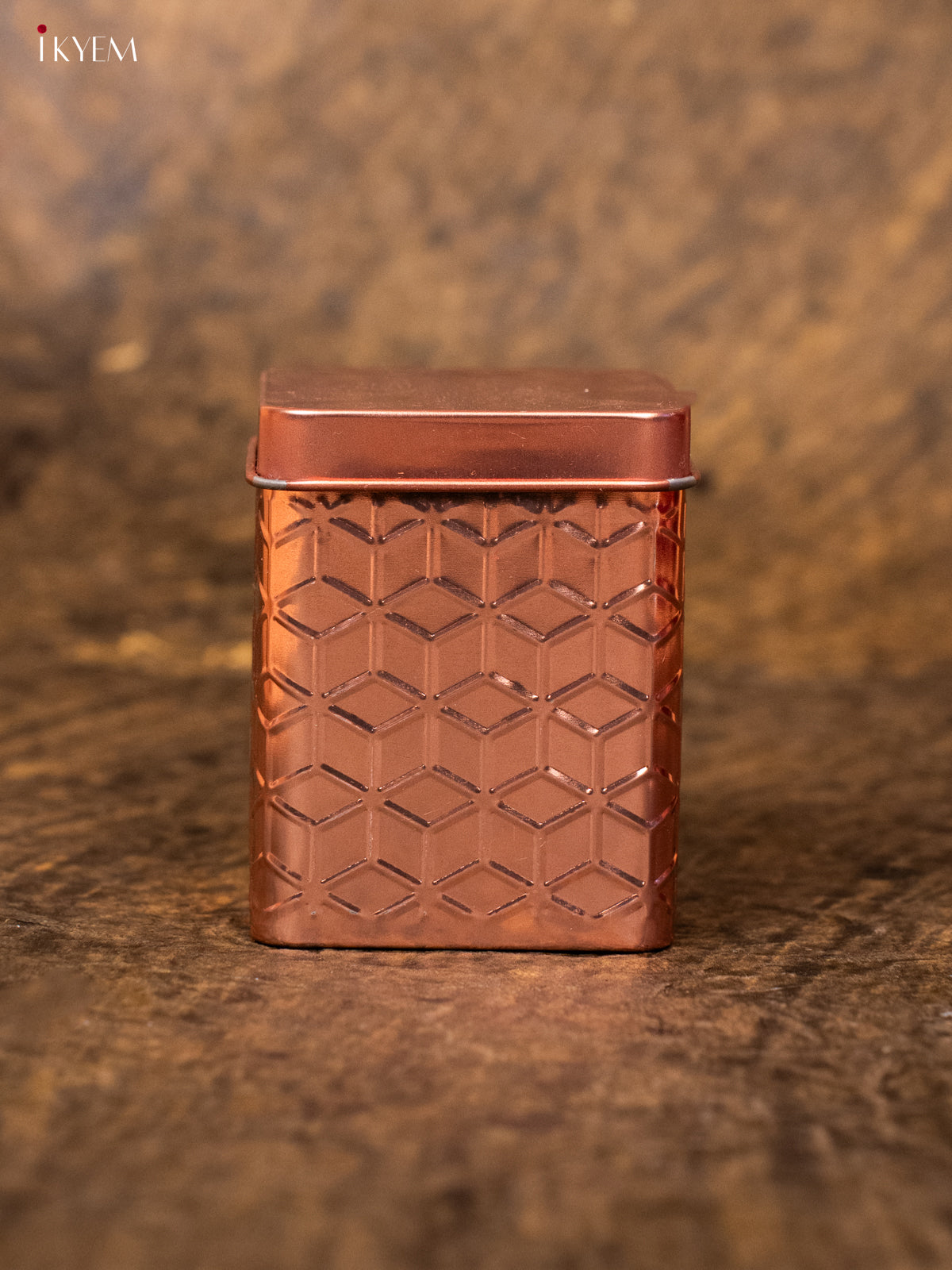 Dry Fruit Tin Jar Square - Copper 3 Inch - KB27114