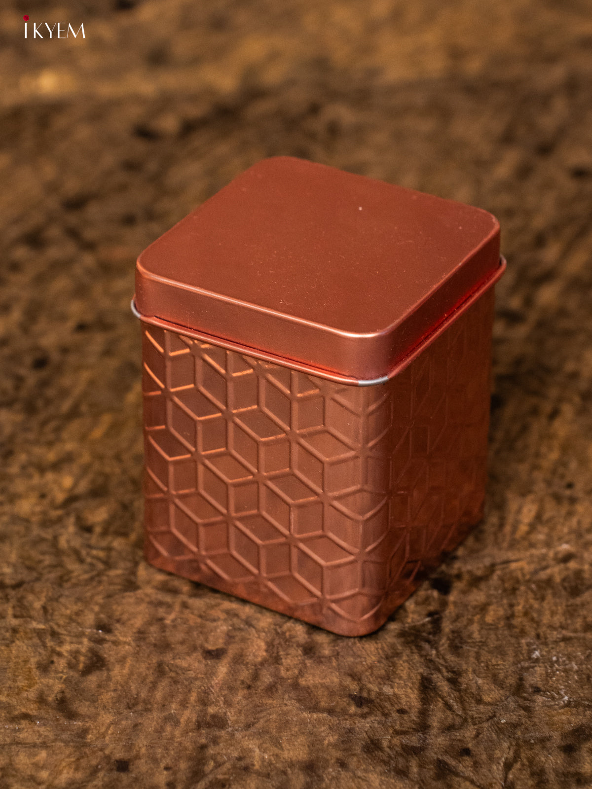 Dry Fruit Tin Jar Square - Copper 3 Inch - KB27114