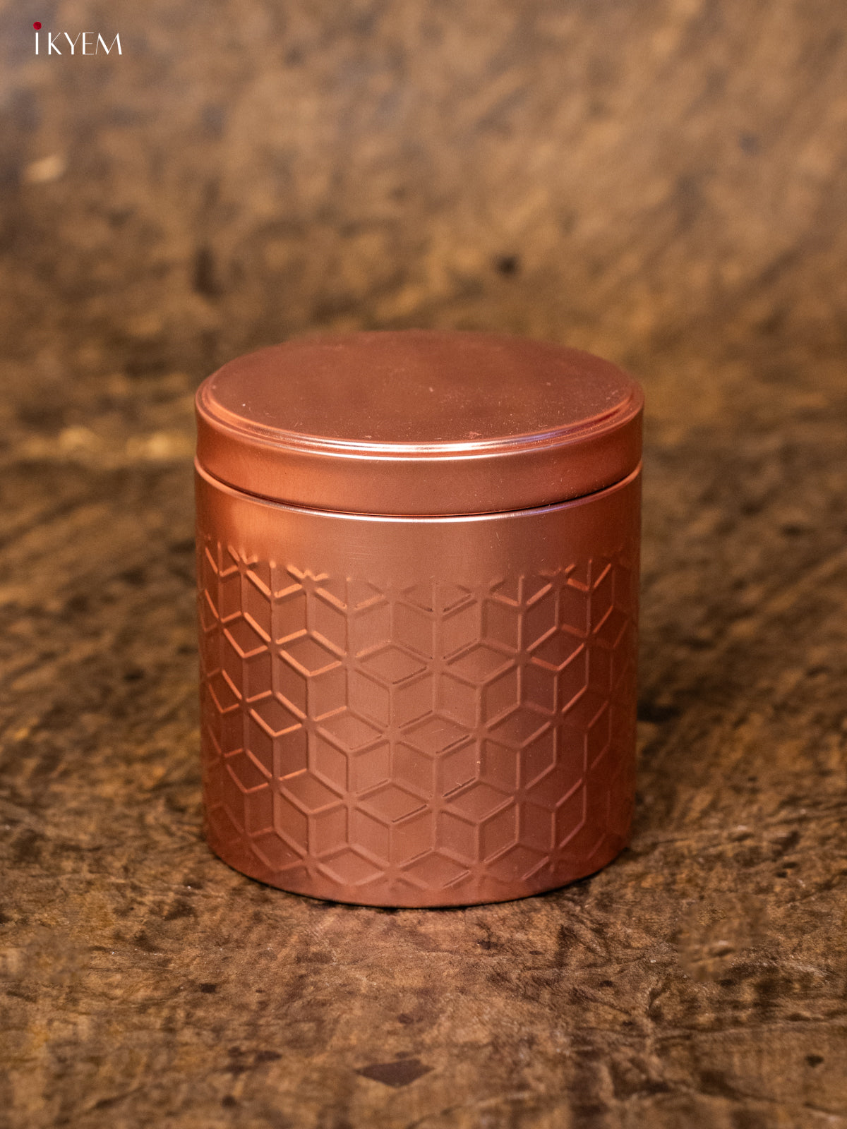 Dry Fruit Tin Jar Round- Copper 5 Inch- KB27115