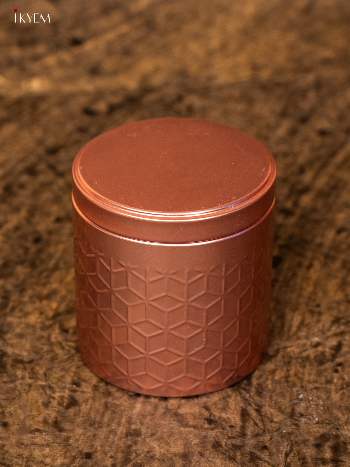 Dry Fruit Tin Jar Round- Copper 5 Inch- KB27115