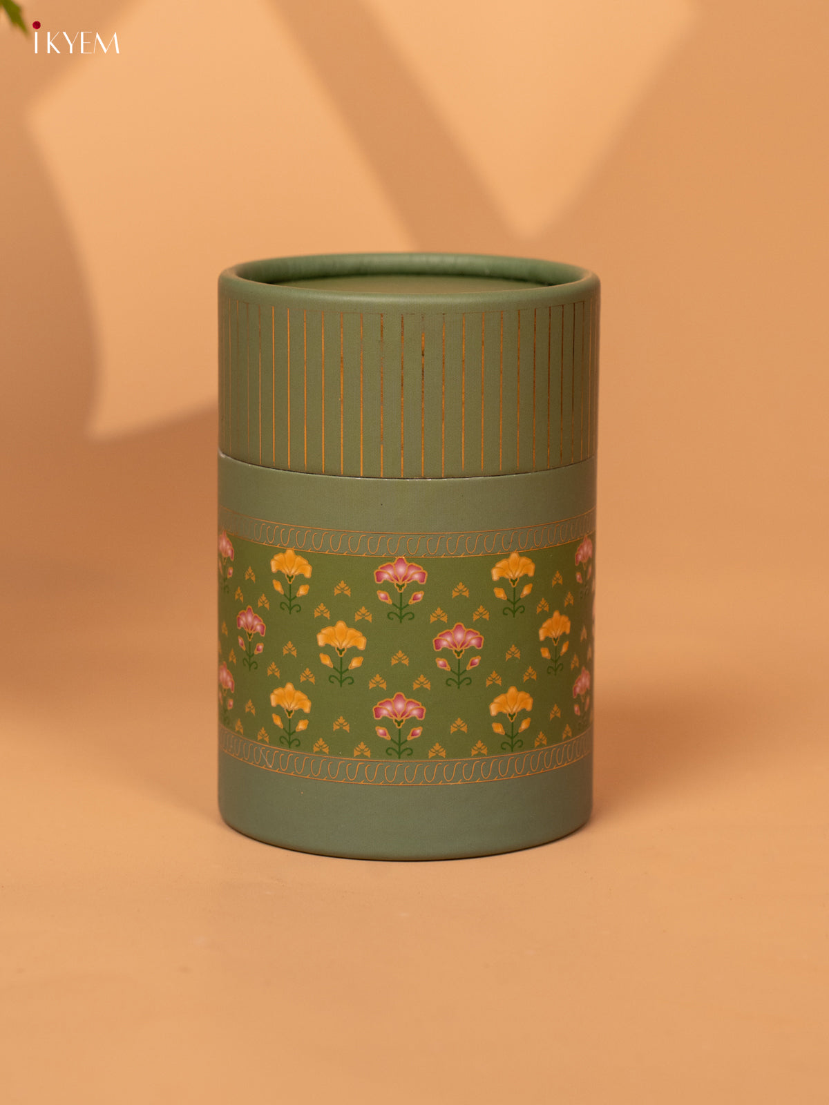 Digital Printed Dry Fruit Paper Mache Jar - Green 5 Inch- KB27118