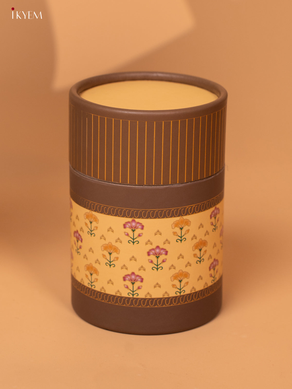 Digital Printed Dry Fruit Paper Mache Jar - yellow 5 Inch- KB27119