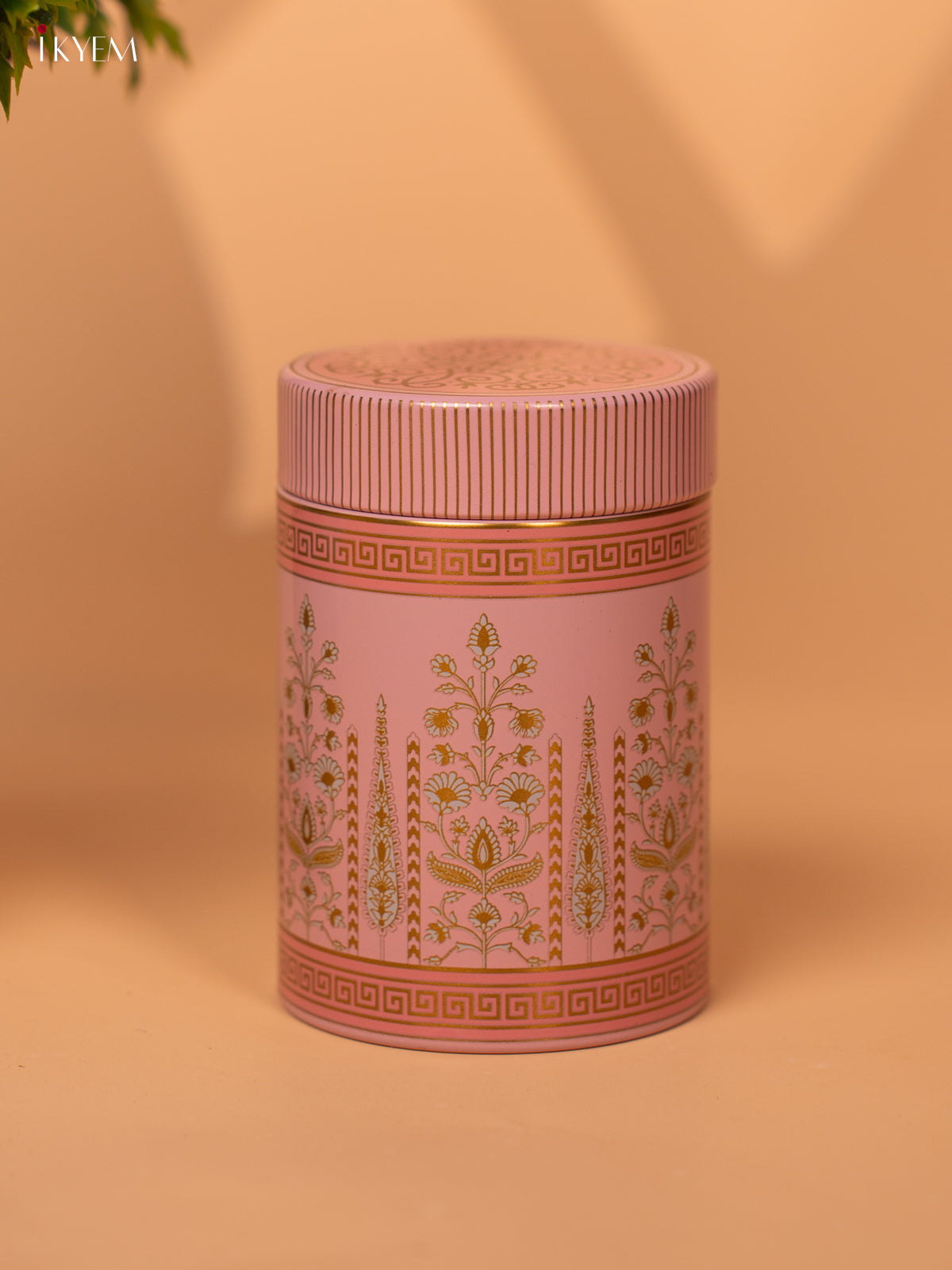 Digital Printed Dry Fruit Tin Jar Cylinder Small - Pink 5 Inch- KB27121