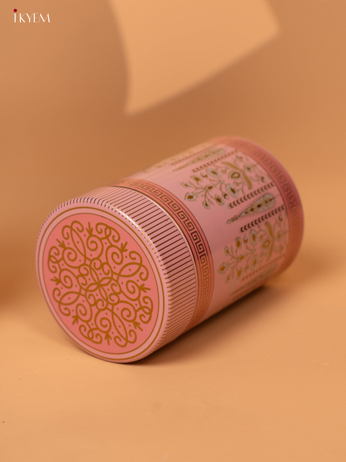 Digital Printed Dry Fruit Tin Jar Cylinder Small - Pink 5 Inch- KB27121