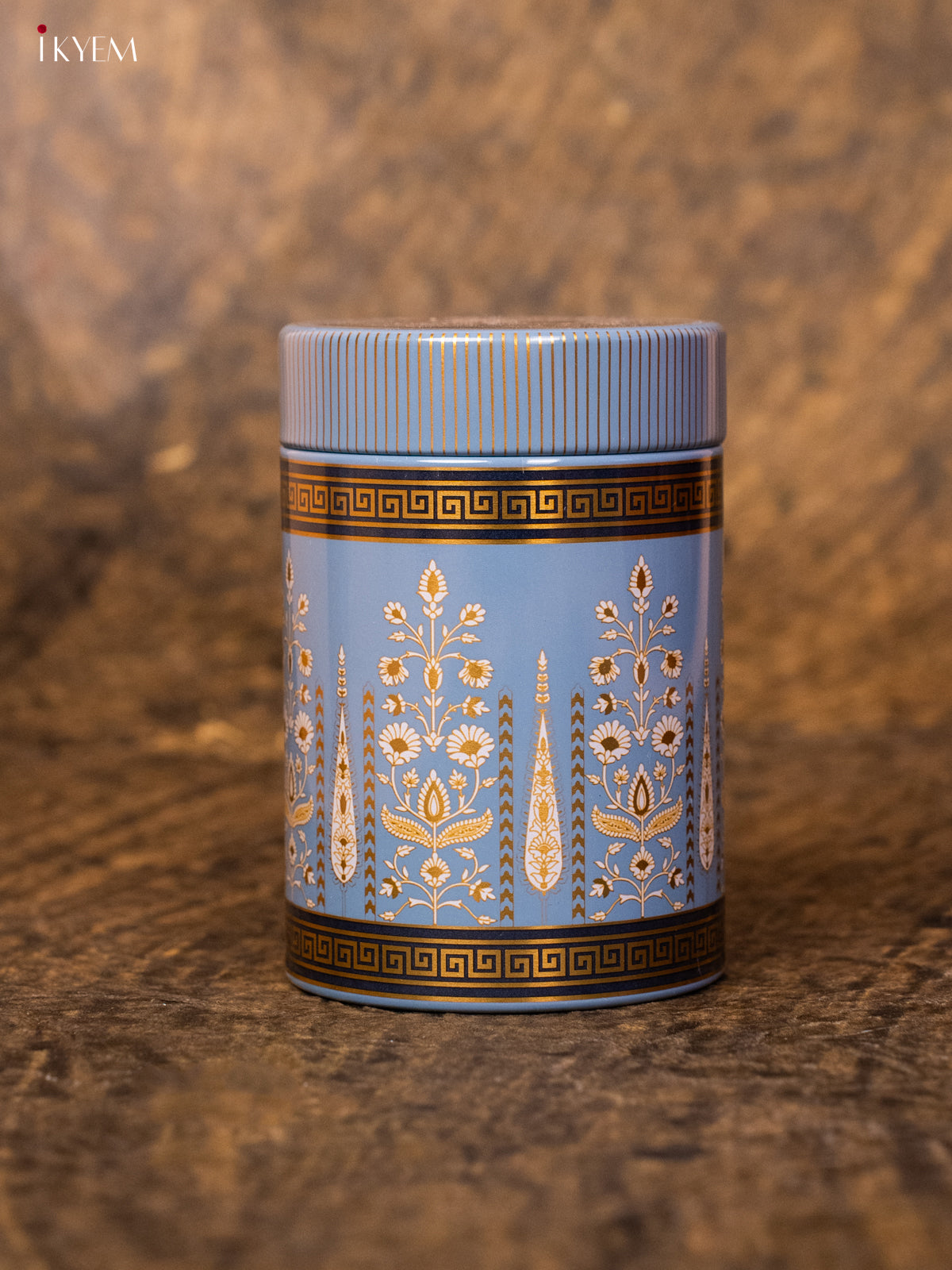 Digital Dry Fruit Tin Jar Cylinder Small - Blue 5 Inch- KB27122