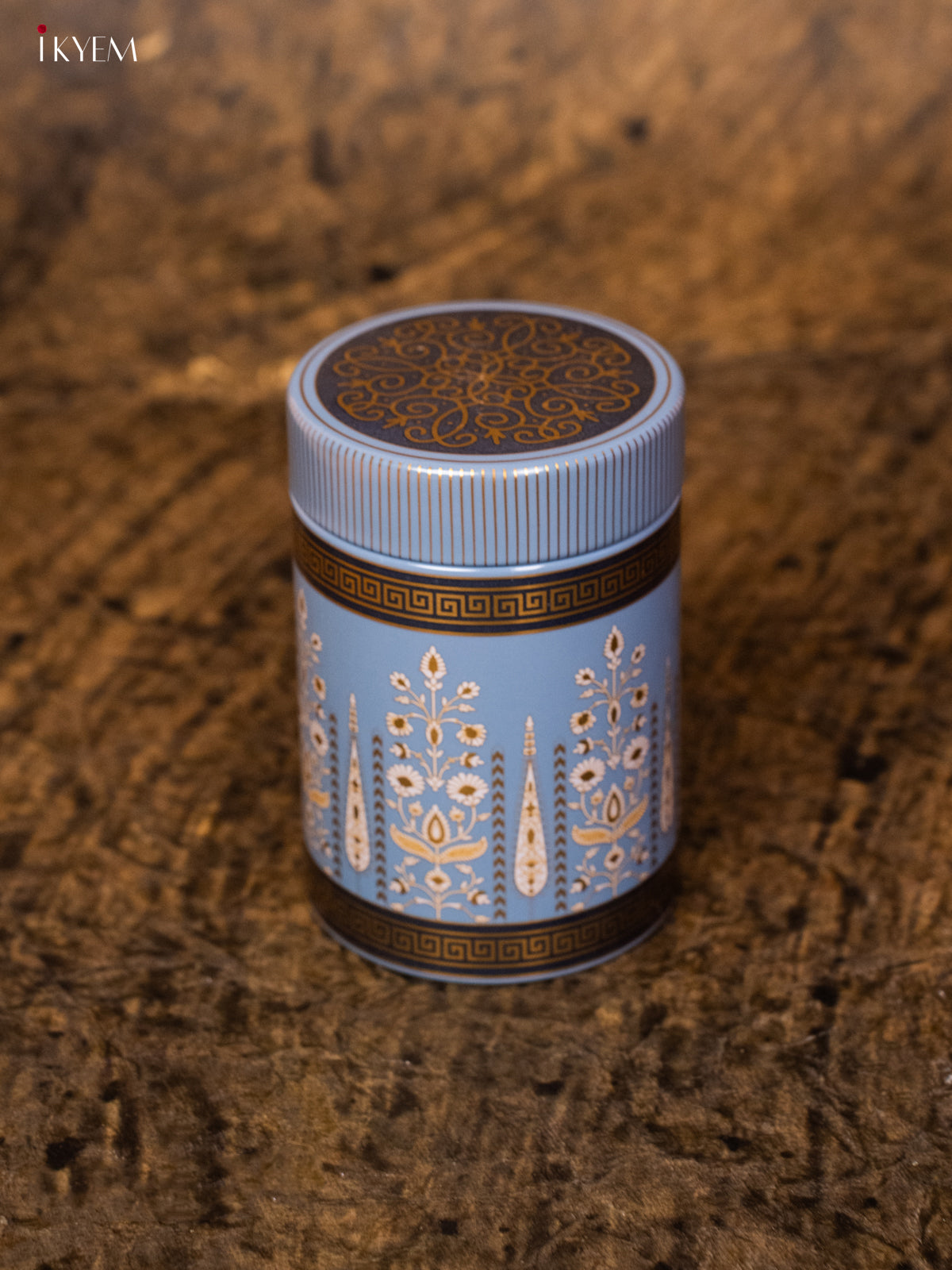 Digital Dry Fruit Tin Jar Cylinder Small - Blue 5 Inch- KB27122