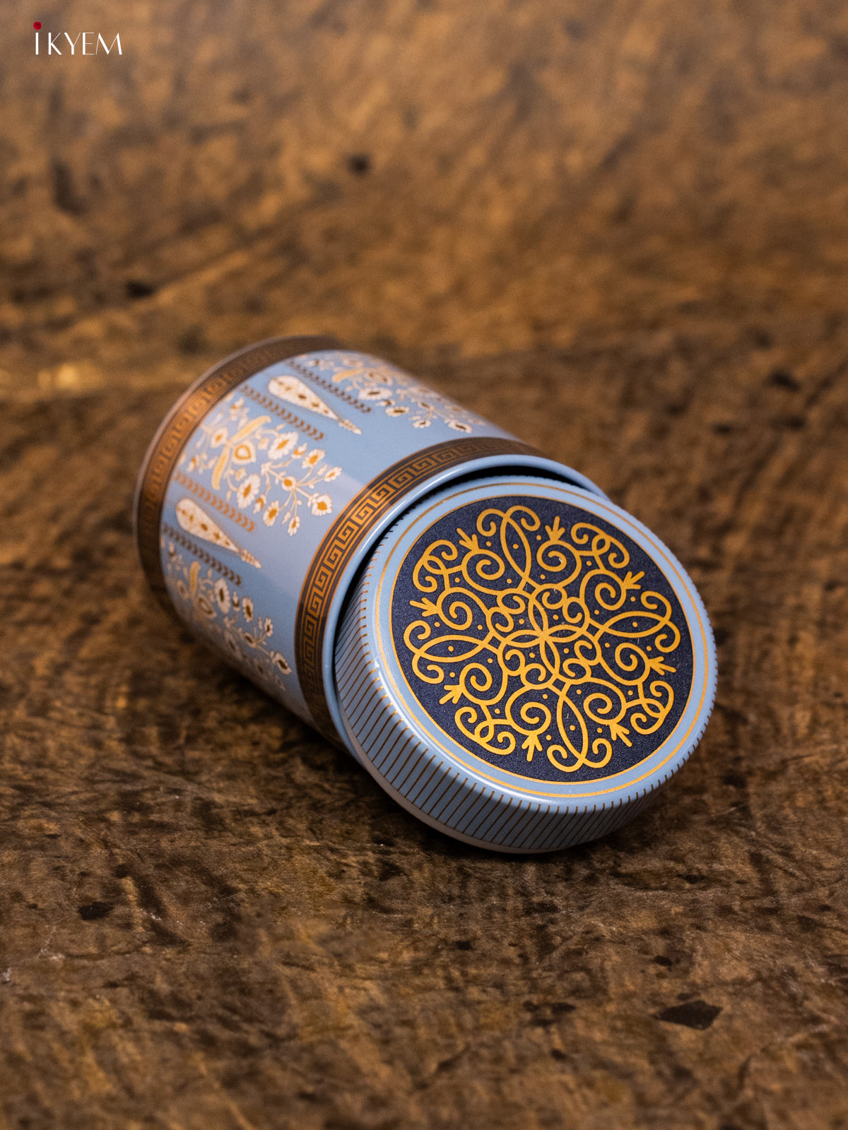 Digital Dry Fruit Tin Jar Cylinder Small - Blue 5 Inch- KB27122