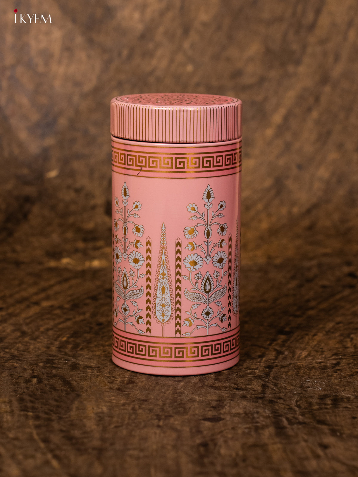 Digital Printed Dry Fruit Tin Jar Cylinder Big - Pink 6 Inch- KB27124