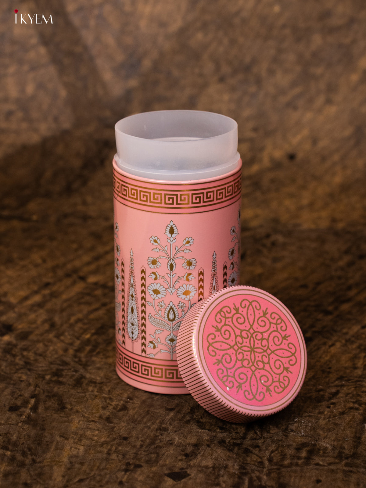 Digital Printed Dry Fruit Tin Jar Cylinder Big - Pink 6 Inch- KB27124