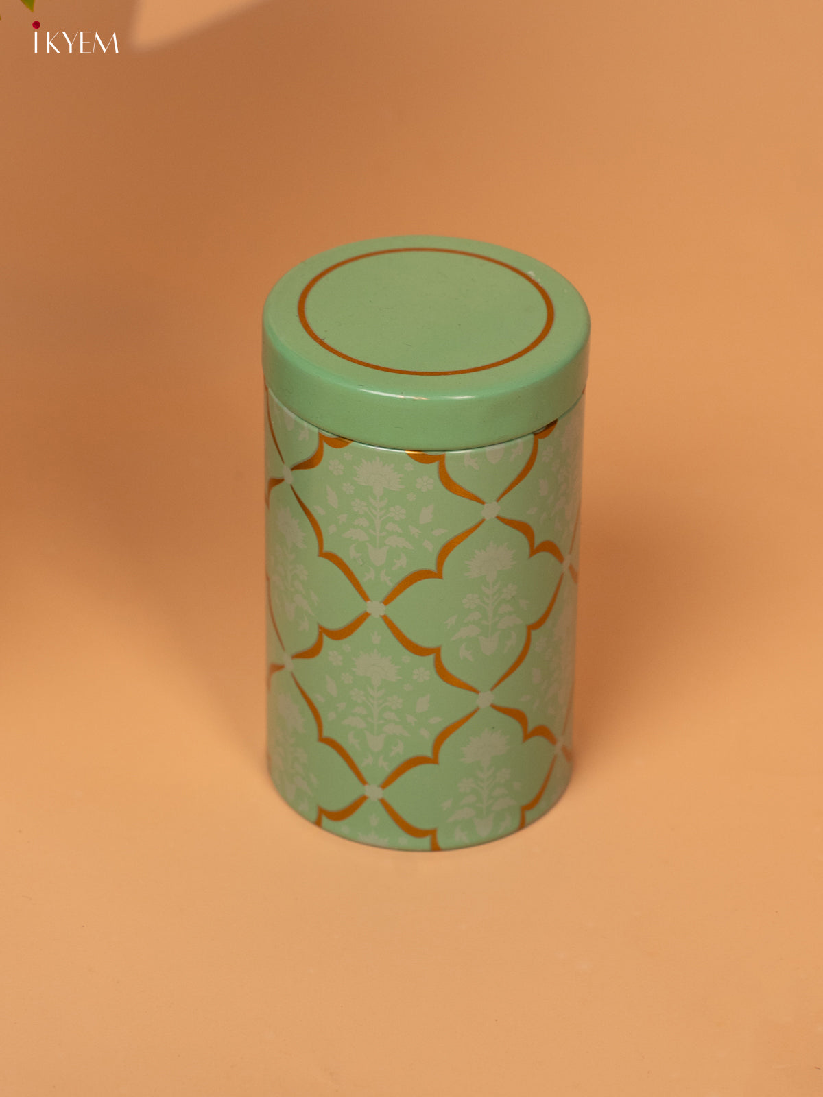 Digital Printed Dry Fruit Tin Jar Cylinder - Green 5 Inch- KB27125