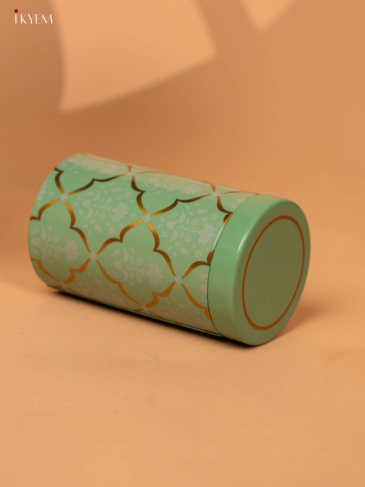 Digital Printed Dry Fruit Tin Jar Cylinder - Green 5 Inch- KB27125