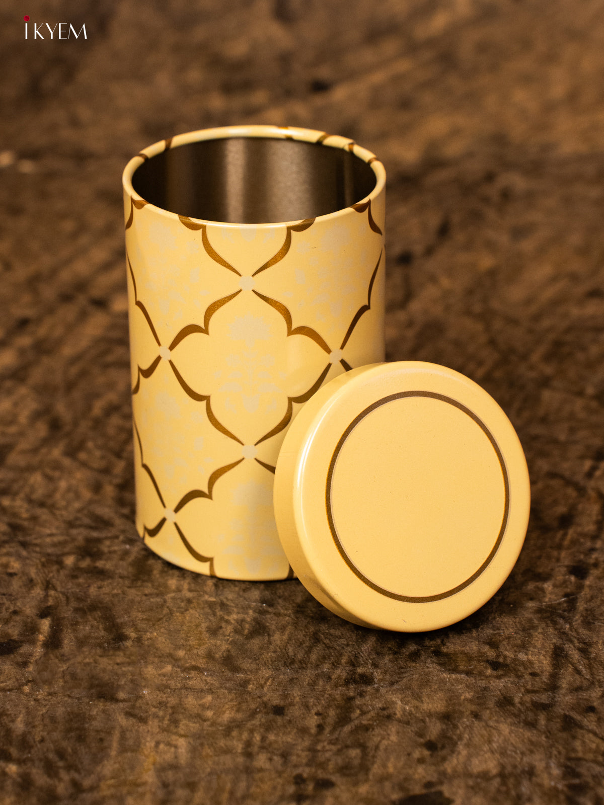 Digital Printed Dry Fruit Tin Jar Cylinder - yellow 5 Inch- KB27126