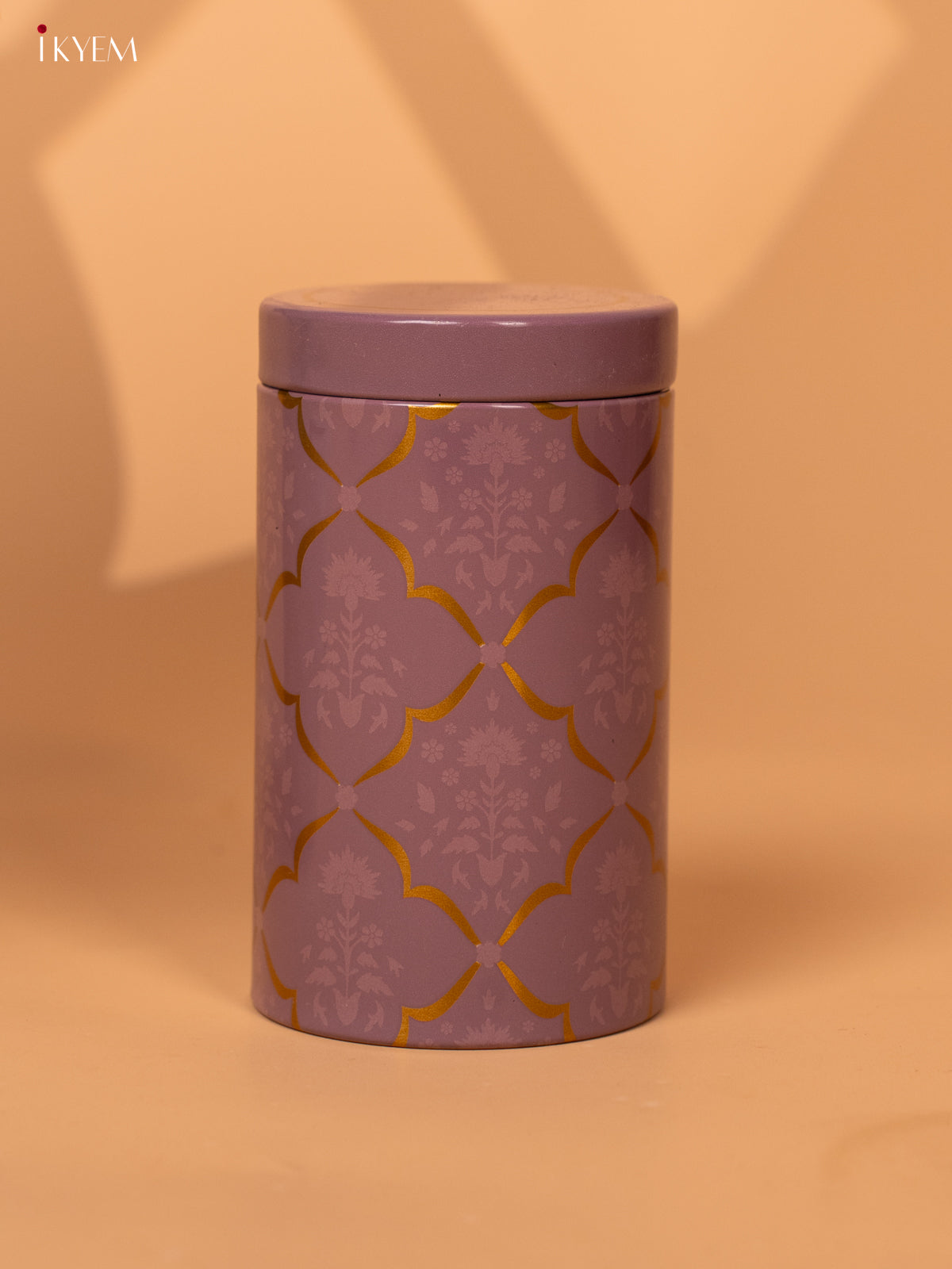 Digital Printed Dry Fruit Tin Jar Cylinder - Purple 5 Inch- KB27127