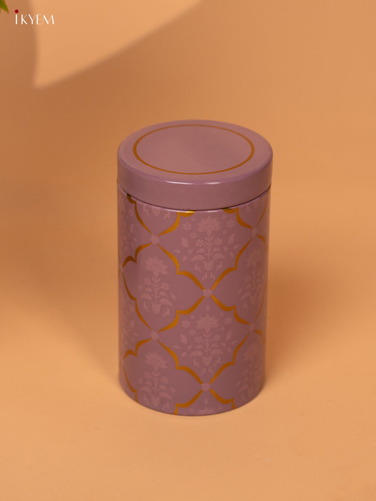 Digital Printed Dry Fruit Tin Jar Cylinder - Purple 5 Inch- KB27127