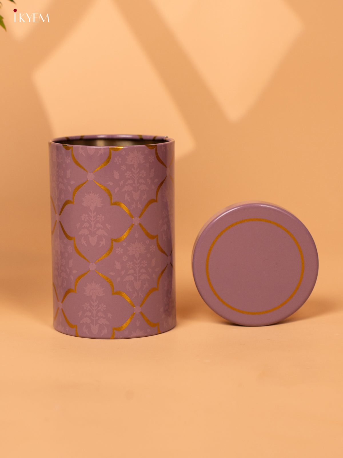 Digital Printed Dry Fruit Tin Jar Cylinder - Purple 5 Inch- KB27127