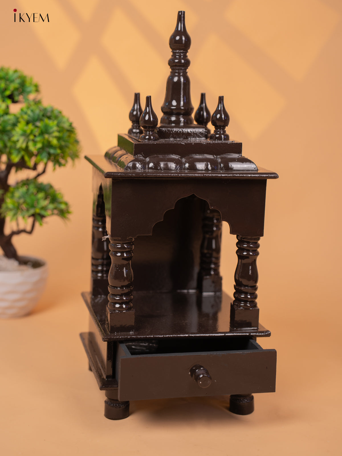 Handpainted wooden Pooja Mandir/Mandapam with Drawer - 19 Inch -KC01117