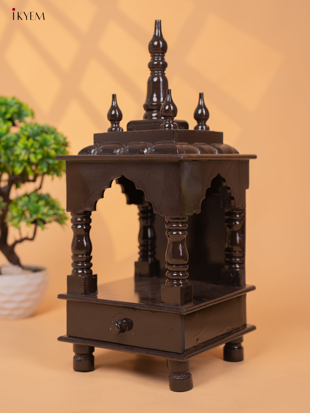 Handpainted wooden Pooja Mandir/Mandapam with Drawer - 19 Inch -KC01117