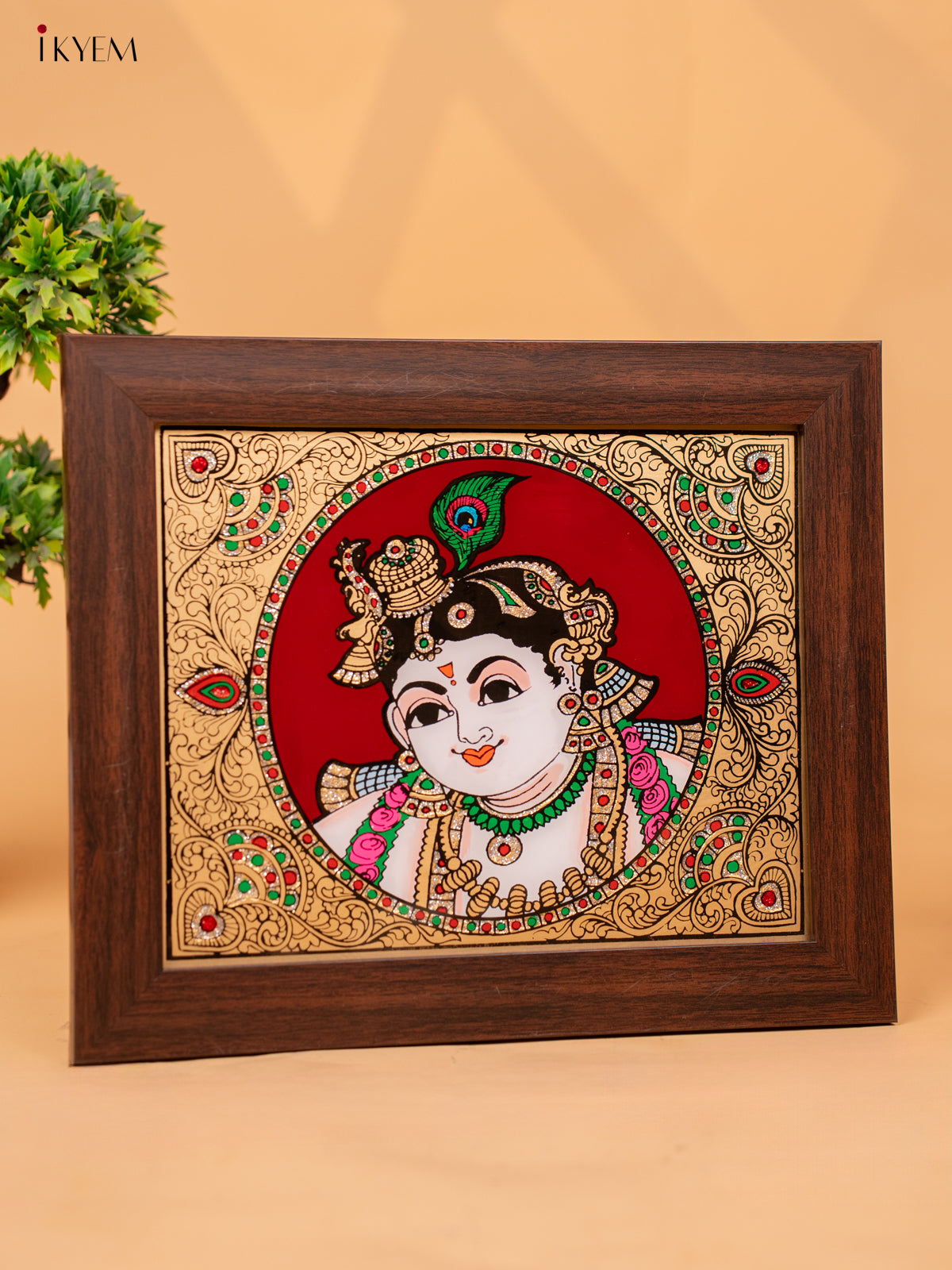 Reverse Glass Painted Photo Frame Baby Krishna - (10x12) -KC04127